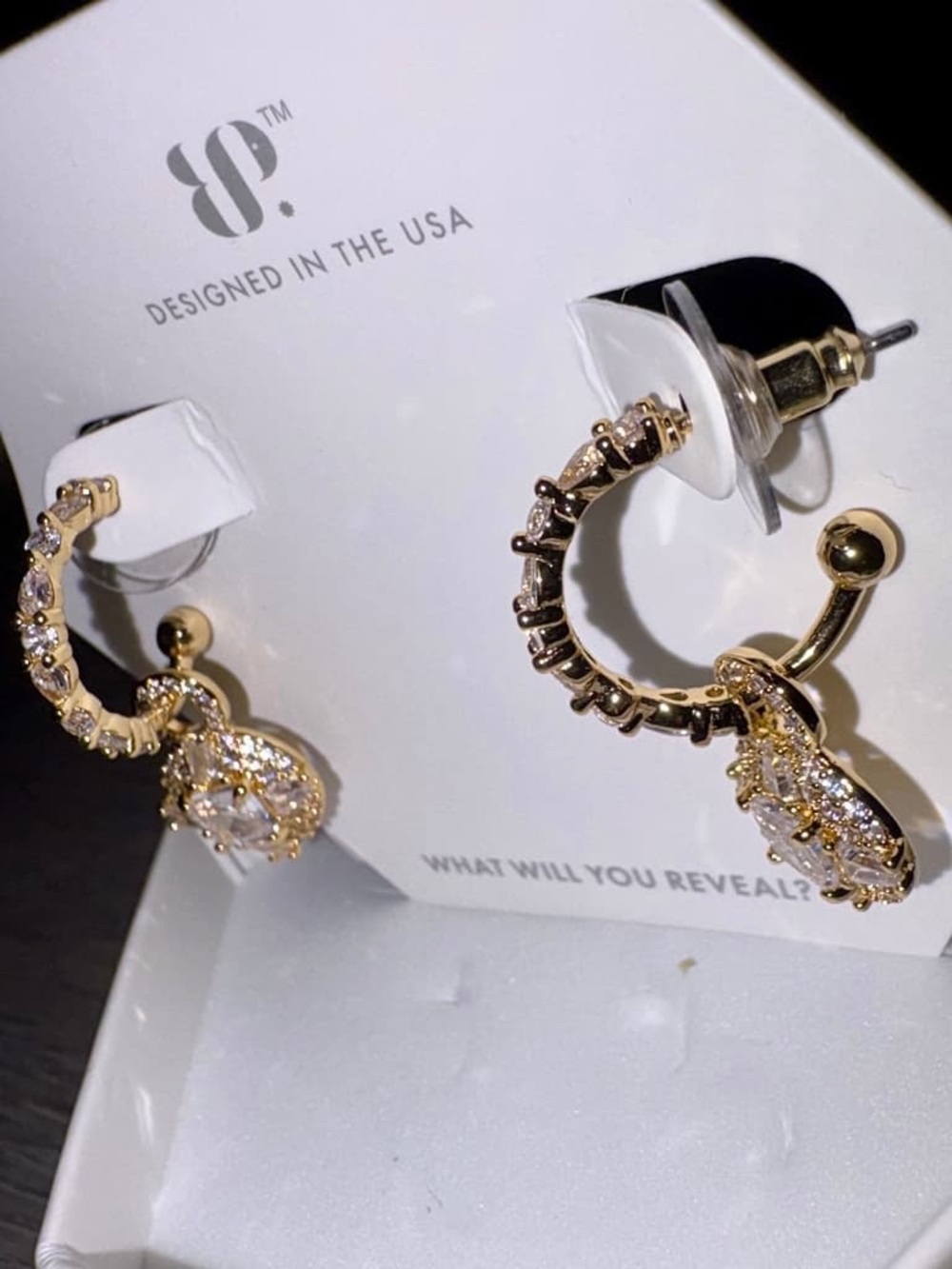 Gold Crystal Hoop Drop Earrings - Designed in the USA